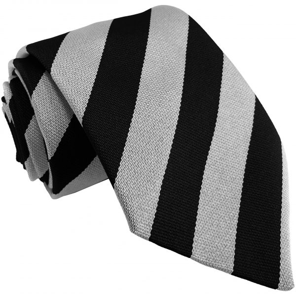 Black White Block Stripe School Tie