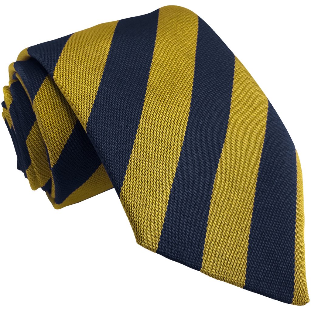 Navy Blue and Gold Block Stripe School Ties and Clip On Ties – All Ages ...