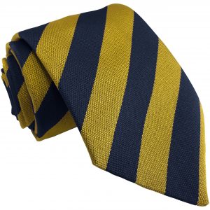 Navy Gold Block Stripe School Tie