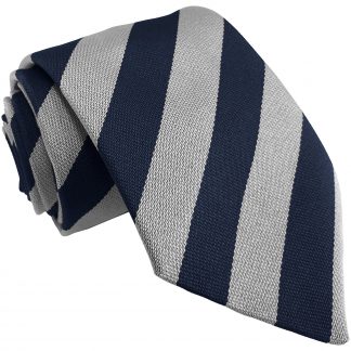 Navy White Block Stripe School Tie