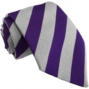 Purple White Block Stripe School Tie