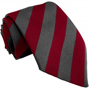 Red Grey Block Stripe School Tie