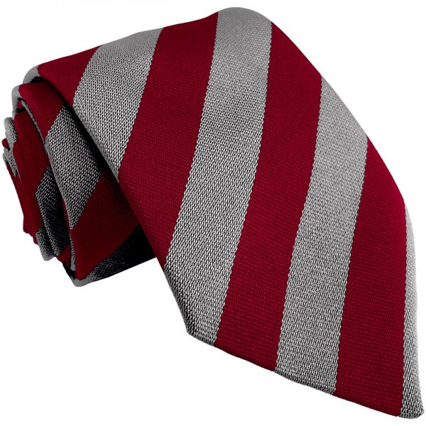 Red White Block Stripe School Tie