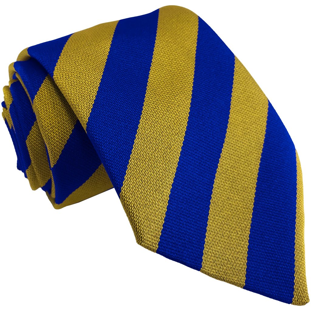 Royal Blue and Gold Block Stripe School Ties and Clip On Ties All