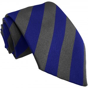 Royal Grey Block Stripe School Tie