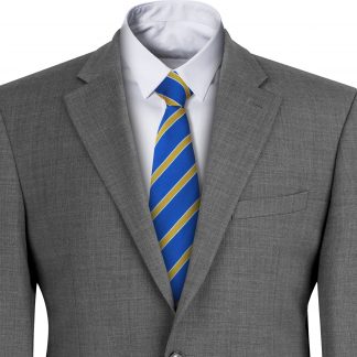 Royal Blue with Yellow Stripes Bordered with White Mens Clip On Tie