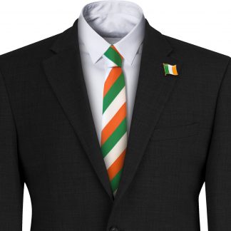 Green Orange and White Irish Flag Striped Mens Tie