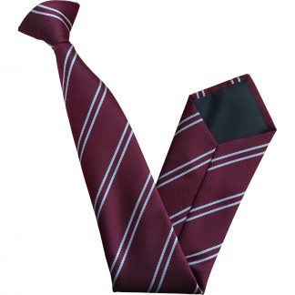 Burgundy Maroon Double White Clip On Tie