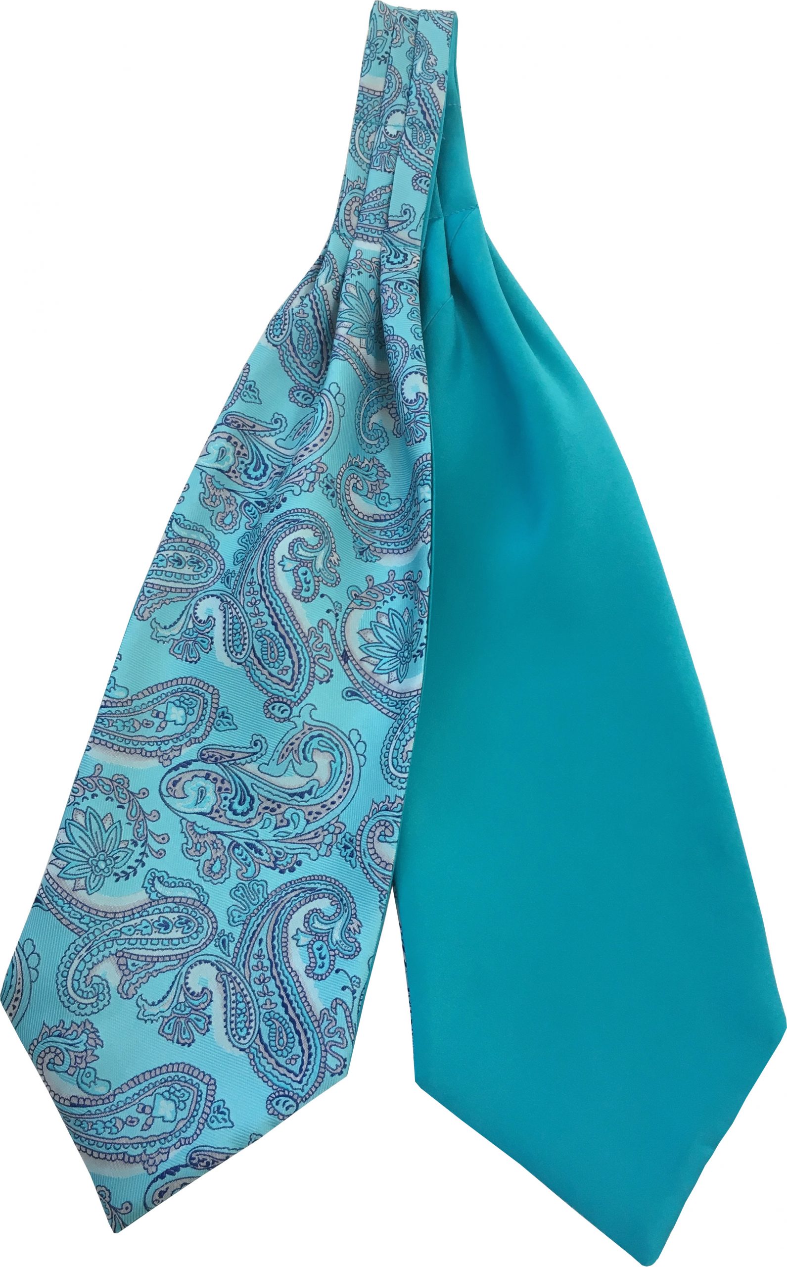 Mens Paisley Satin Self-Tie Ascot Cravats - Baby Blue and Kingfisher