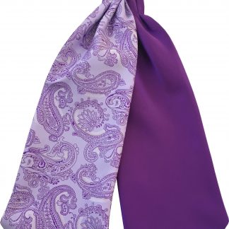 Mens Paisley Satin Self-Tie Ascot Cravats - Lilac and Purple