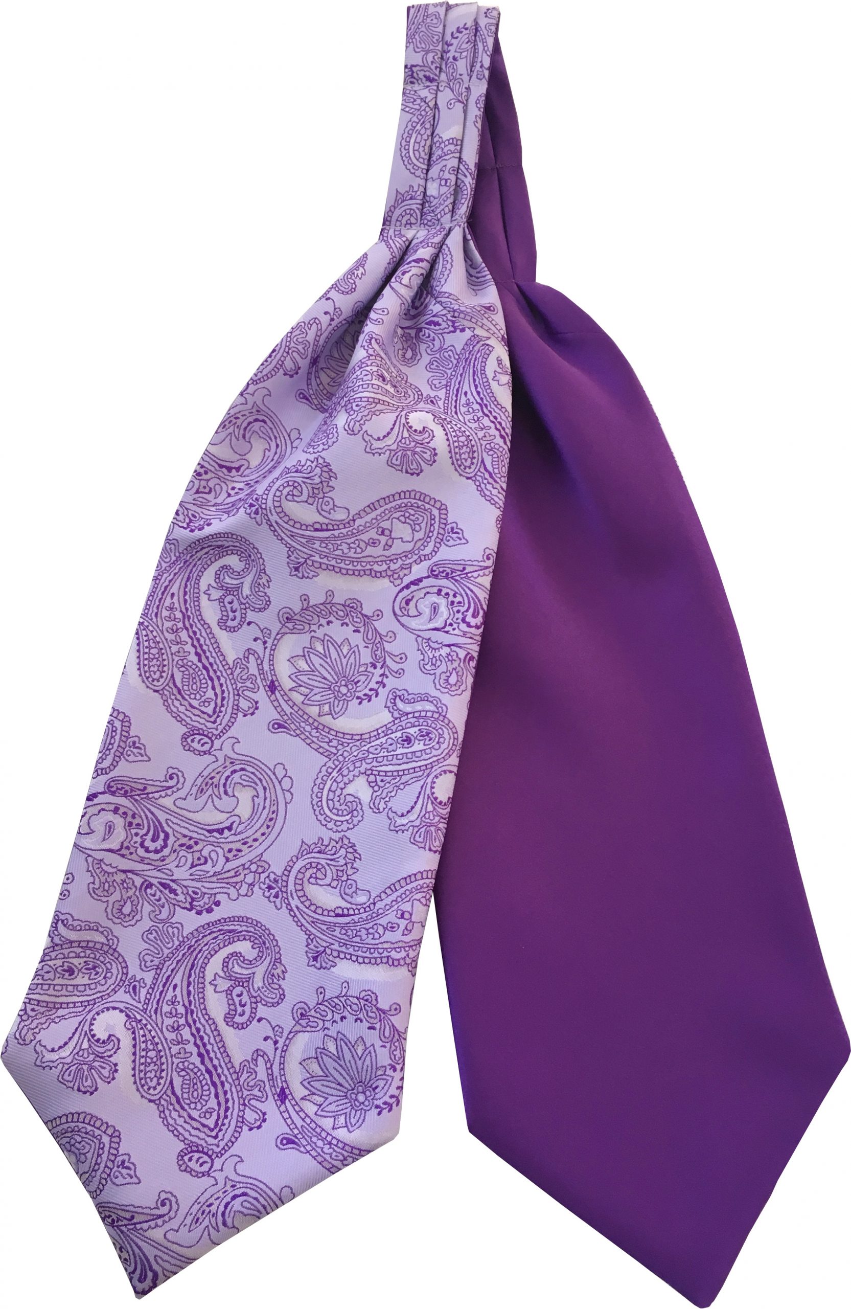 Mens Paisley Satin Self-Tie Ascot Cravats - Lilac and Purple