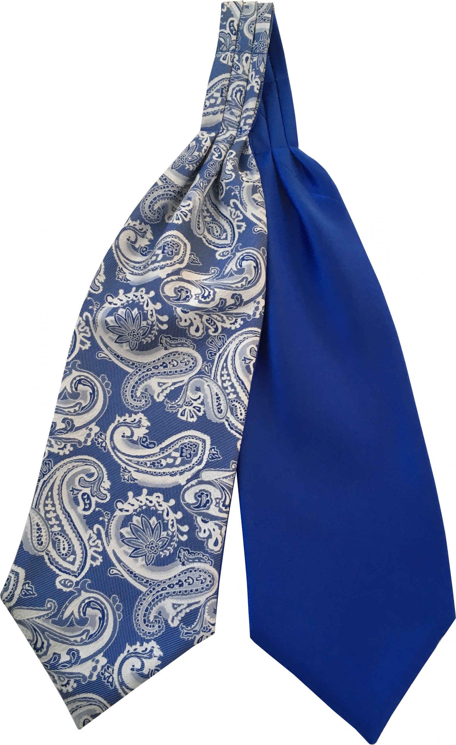 Mens Paisley Satin Self-Tie Ascot Cravats - Navy and Royal Blue