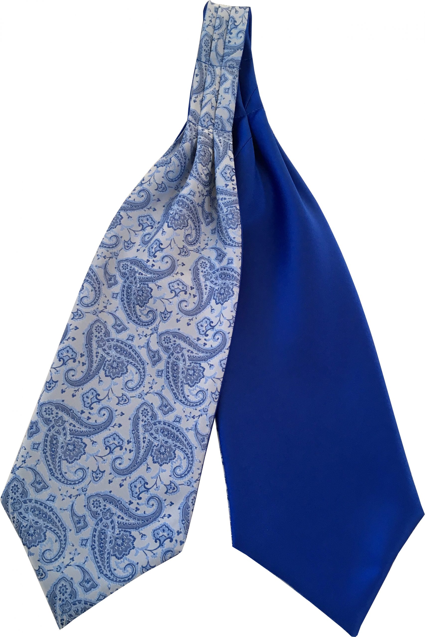 Mens Paisley Satin Self-Tie Ascot Cravats - Blue and Royal