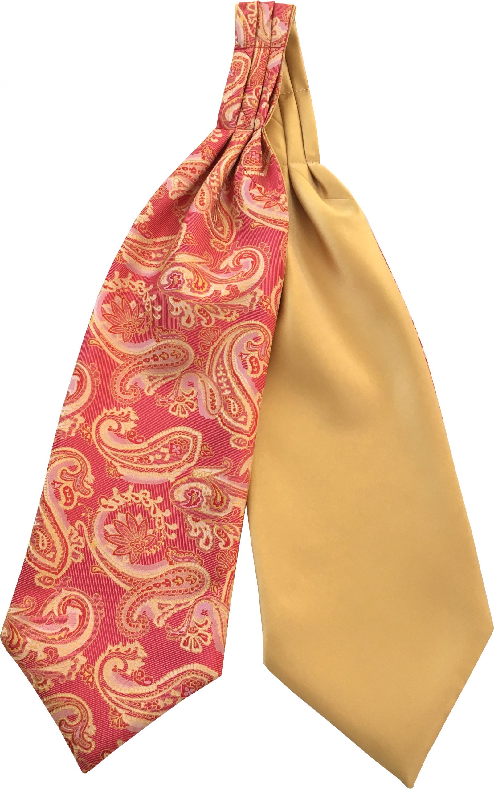 Mens Paisley Satin Self-Tie Ascot Cravats - Red and Gold