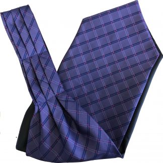 Purple and Navy Check Ascot Day Cravat 'Under Shirt' with Fuchsia Detail