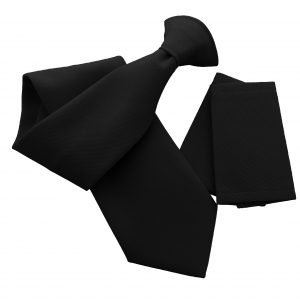 Plain Matte Black Clip On Tie - with optional Epaulettes - Workwear Uniform Security