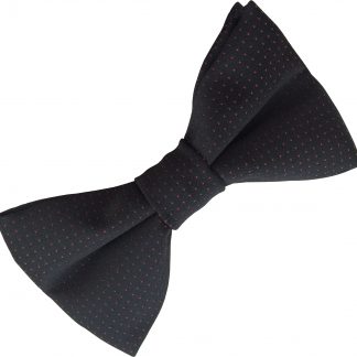 Men's Satin Bow Tie with Pinspots - Black with Red Spots