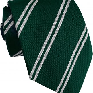 Bottle and White Double Stripe School Tie