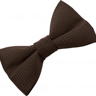 Men's Satin Bow Tie with Pinspots - Brown with White Spots