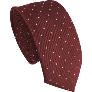 Burgundy with White Spot Skinny Tie