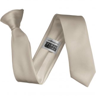 Champagne Italian Satin Skinny Clip On Tie