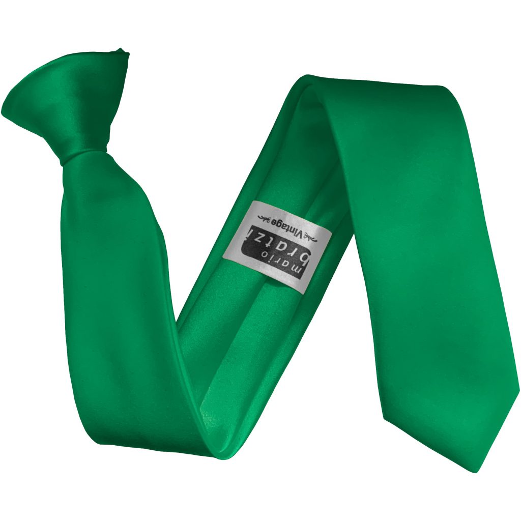 Emerald Green Italian Satin Skinny Clip On Tie Wrexham Club Ties Ltd