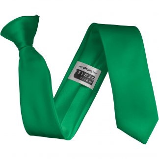 Emerald Green Italian Satin Skinny Clip On Tie