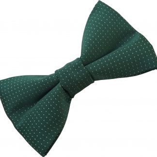 Men's Satin Bow Tie with Pinspots - Green with White Spots