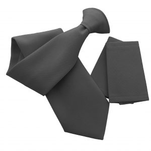 Plain Matte Grey Clip On Tie - with optional Epaulettes - Workwear Uniform Security