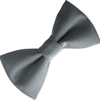 Men's Satin Bow Tie with Pinspots - Grey with Black Spots