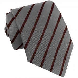 Grey and Maroon Single Stripe School Tie