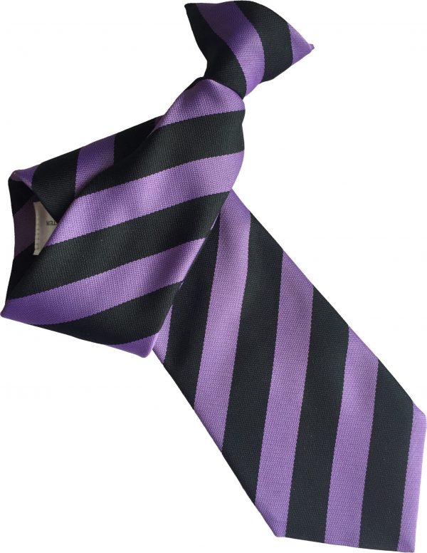 Purple Black Clip On Tie