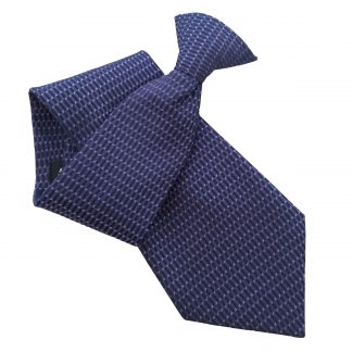 Navy Clip On Tie with Purple Rectangular Pattern