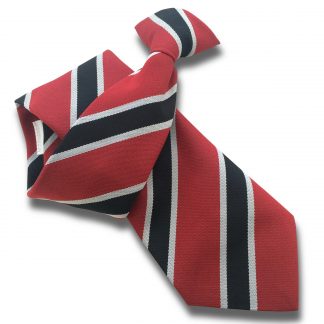 Red Clip On Tie wit hBroad Black Stripes with Narrow White