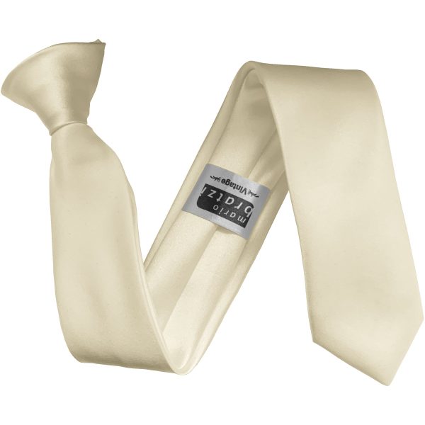 Ivory Satin Skinny Clip on Tie