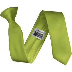Lime Green Satin Skinny Clip On Tie