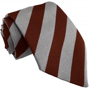 Maroon White Block Stripe School Tie