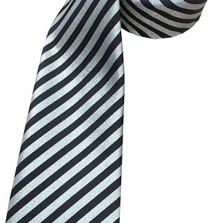 Men's Black & Silver Glitter Stripe Neck Tie