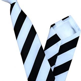 Men's Black & Super White Stripe Clip On Neck Tie
