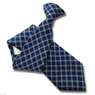 Men's Clip On Tie (Royal, Sky Blue and Yellow Diamond Check)