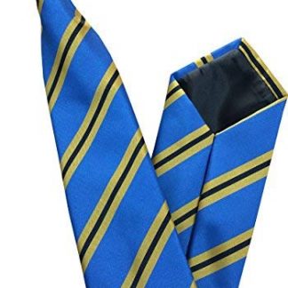 Men's Clip On Tie (Sky Blue with Yellow & Black Stripes)