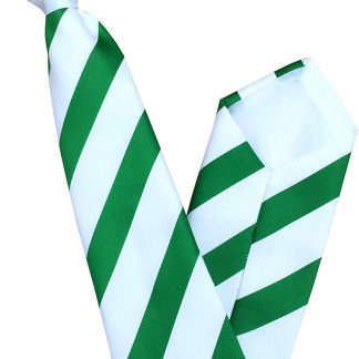 Men's Emerald Green & Super White Stripe Clip On Neck Tie