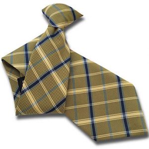 Gold Checked Clip On Tie