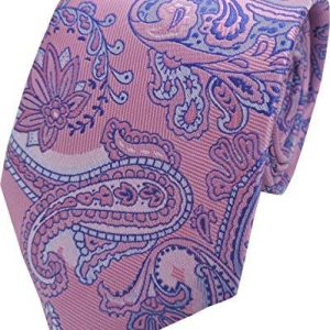 Mens Paisley Woven Neck Tie (Baby Pink and Purple)