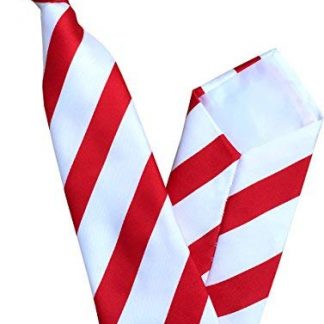 Men's Red and Super White Striped Clip On Neck Tie