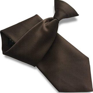 Men's Satin Clip On Tie (Brown with White Dots)