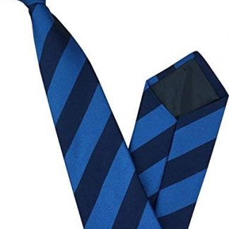 Men's Striped Clip On Tie (Blue & Navy Stripe)