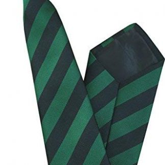 Men's Striped Clip On Tie (Bottle Green & Navy)