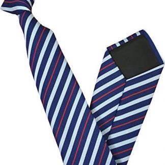 Men's Striped Clip On Tie (French Navy with Red & White Stripe)
