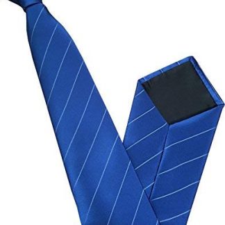 Men's Striped Clip On Tie (French Navy with Thin White Stripe)